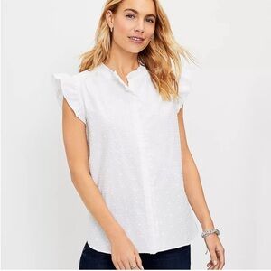 LOFT Floral Clip Ruffle Top